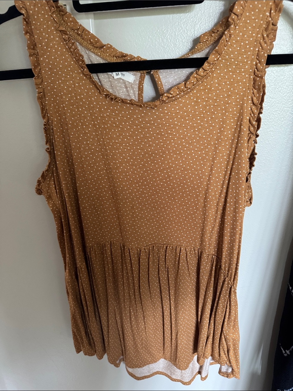 Maurices Rust Mustard Polka Dot Ruffle Tank